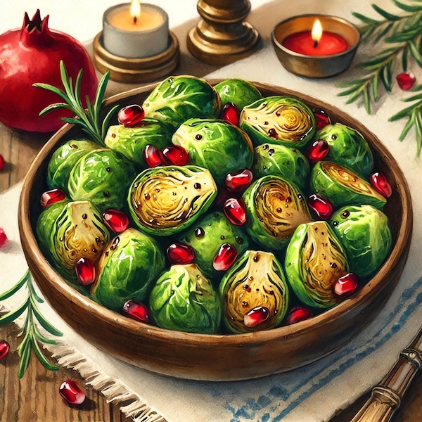 Balsamic Brussels Sprouts with Pomegranate Seeds