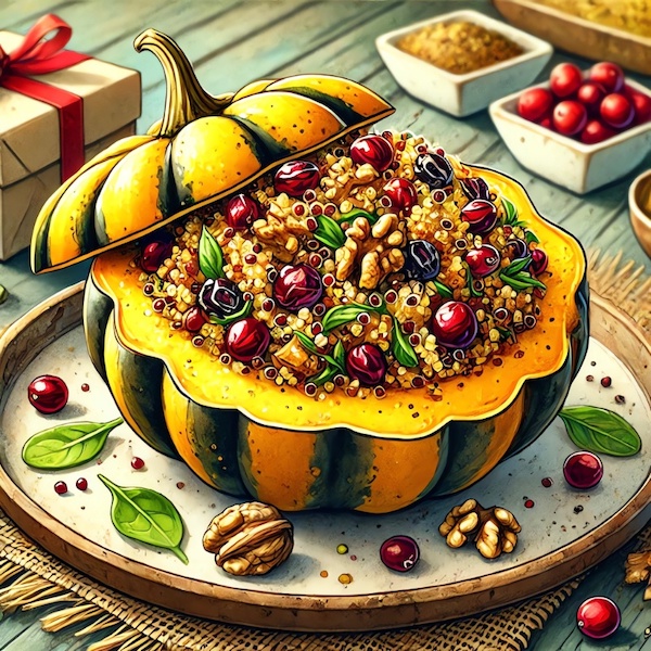 acorn squash quinoa cranberry for festive dinner