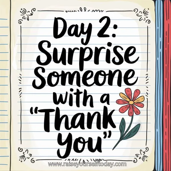 Day 2 of Gratitude Challenge: Surprise someone with a heartfelt 'Thank You' note and a flower doodle.