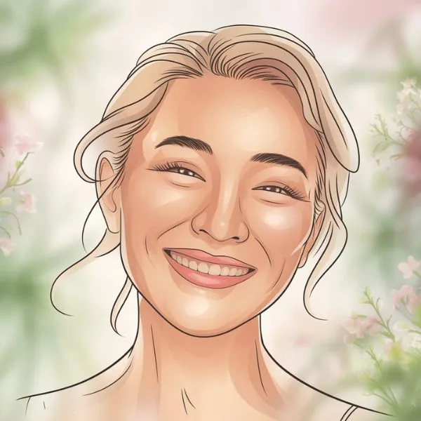 A serene watercolor portrait of a woman smiling confidently, symbolizing the benefits of self-care and a well-curated skincare routine
