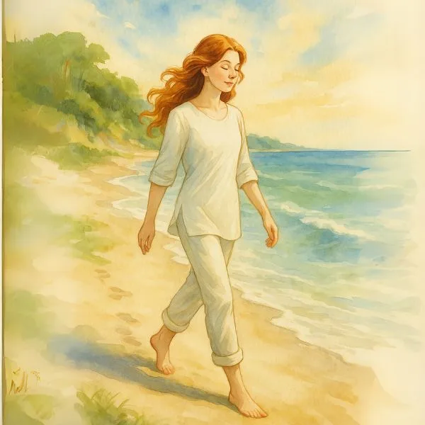 Reclaim your mental space with meditation — mindful beach walk for mental clarity and relaxation.