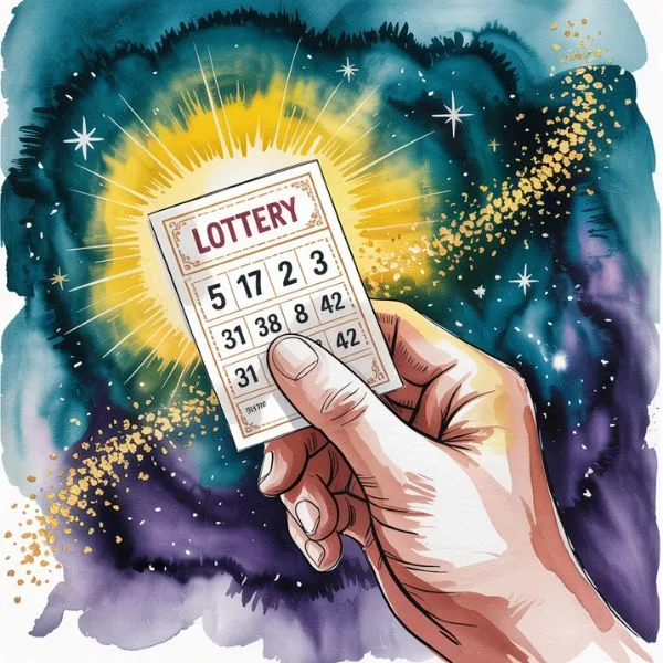 How to Manifest Winning the Lottery: 7 Powerful Practices to Align Big Win — hand holding glowing winning lottery ticket, symbolizing aligned energy and manifestation