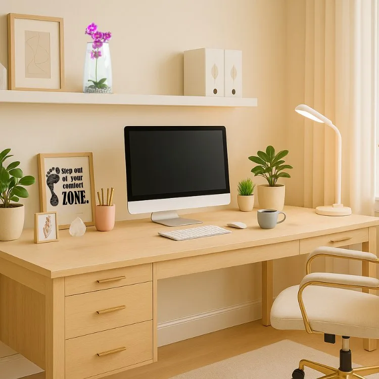 Feng Shui Home Office Tips: harmonious desk arrangement on desk.